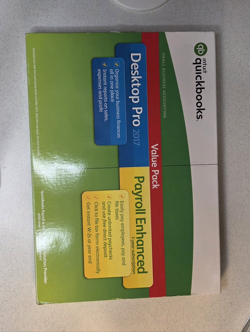 QuickBooks Desktop Pro 2017 Payroll Enhanced Value Pack - Green/Blue/Yellow